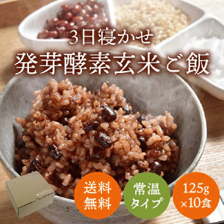 ギフト用【送料無料】3日寝かせ 発芽酵素玄米ごはん レトルト 125g 常温パック×10食 酵素玄米 発芽玄米 玄米 ご飯パック 春日屋